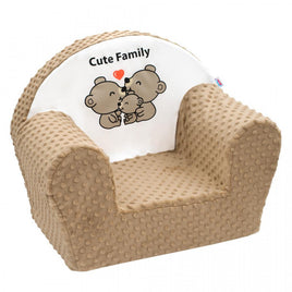 Fotoliu din burete pentru copii, cu imprimeu familia de ursi, New Baby, cappuccino