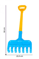 Grebla din plastic, TechnoK, 64 cm, pentru nisip, albastru
