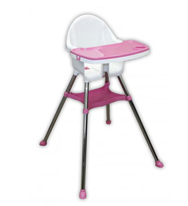 Scaun de masa pentru bebe Malipen, alb cu roz