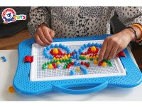 Joc educativ mozaic, TechnoK, 300 de pioneze de diferite dimensiuni, colorate