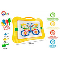 Joc educativ mozaic, TechnoK, 300 de pioneze de diferite dimensiuni, colorate