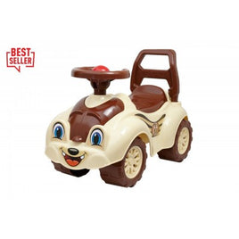 Masinuta de impins, Technok, antemergator ride on, cu claxon, veverita, crem cu maro