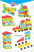 Set cuburi de construit, Technok, 64 de piese, in sac